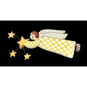 Vintage Flying Angel Wood Wooden Folk Art Christmas Tree Ornament With Stars CB